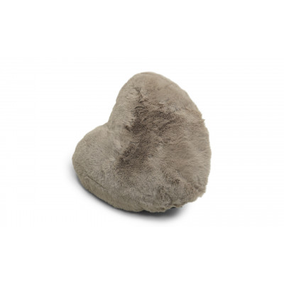 Fluffy heart taupe - kudde i konstmaterial
