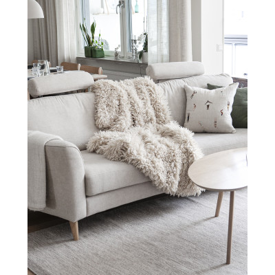 Wooly beige - konstgjord fårskinnspläd