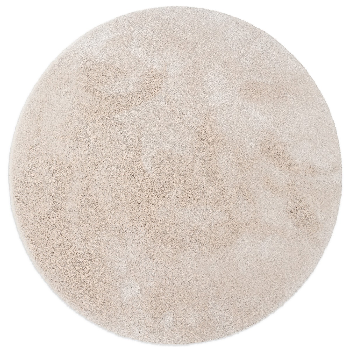 Fluffy Beige Rund 120 cm Tvättbar Mjuk Ryamatta