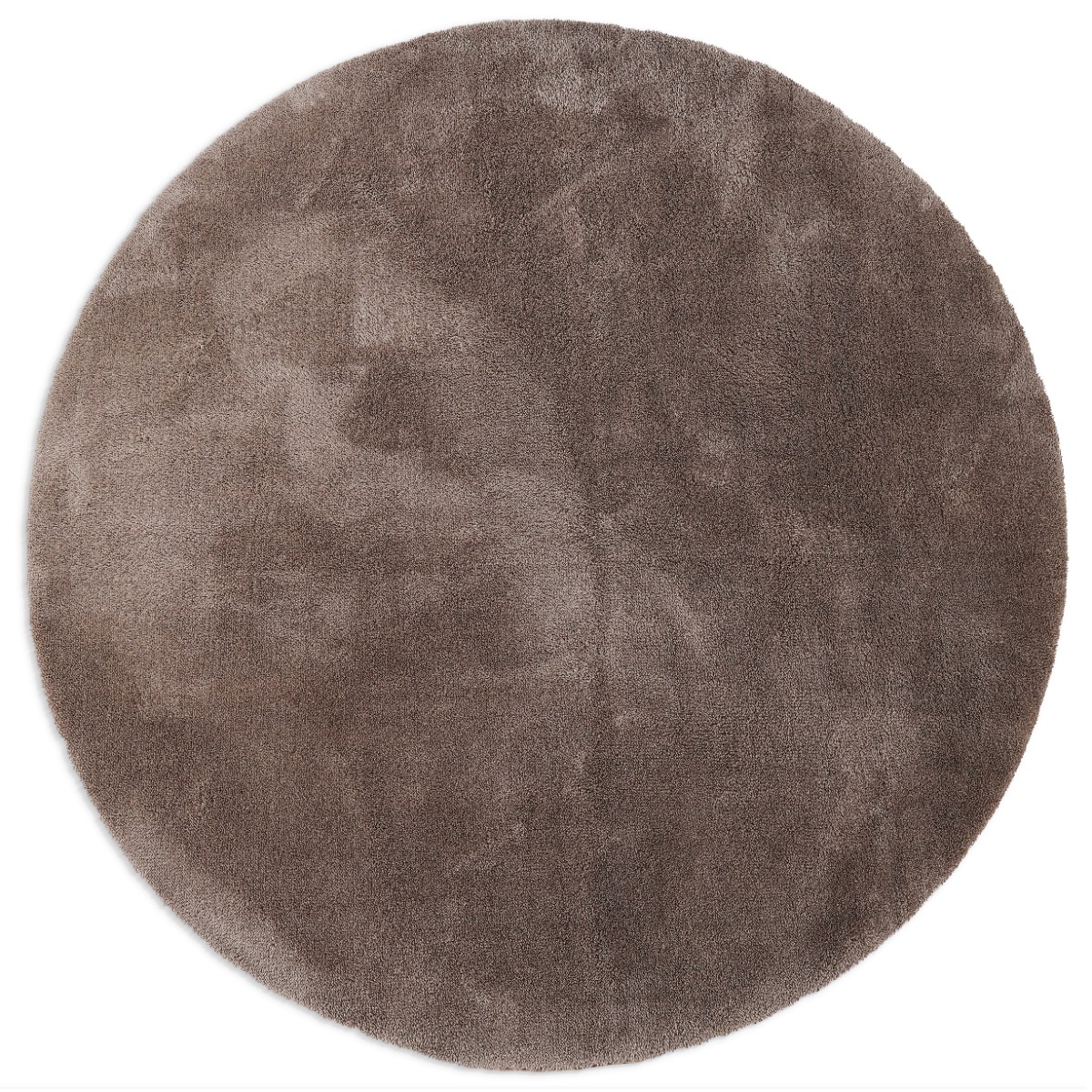 Fluffy Taupe Rund 120 cm Tvättbar Mjuk Ryamatta