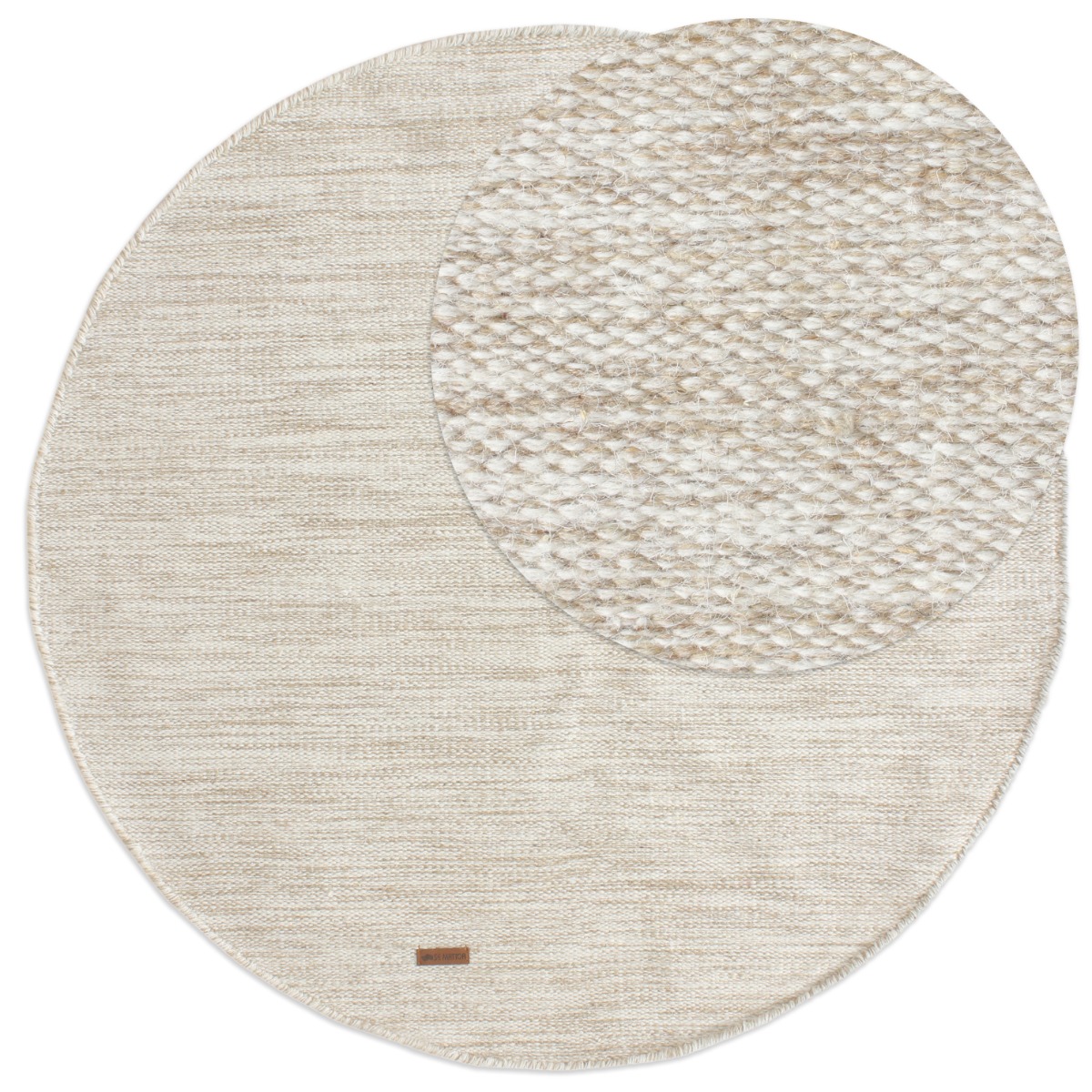 Lunda Beige Rund 120 cm Ullmatta