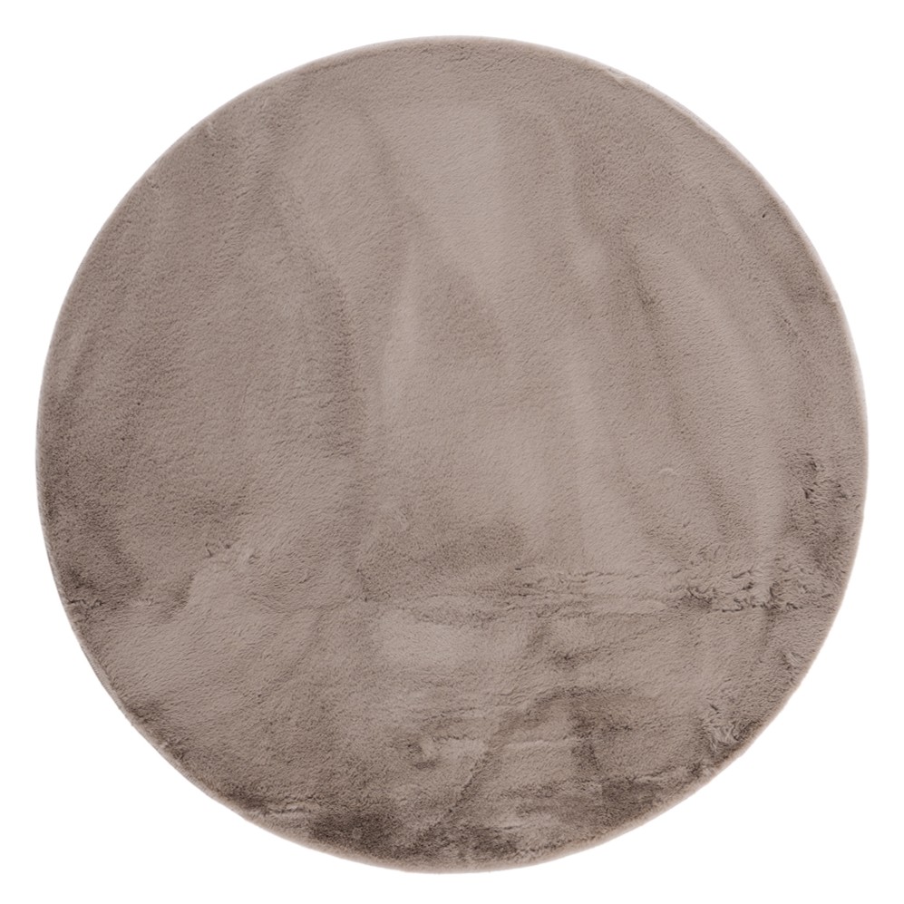 Eiderelle Taupe Rund 120 cm Mjuk Päls-look Matta