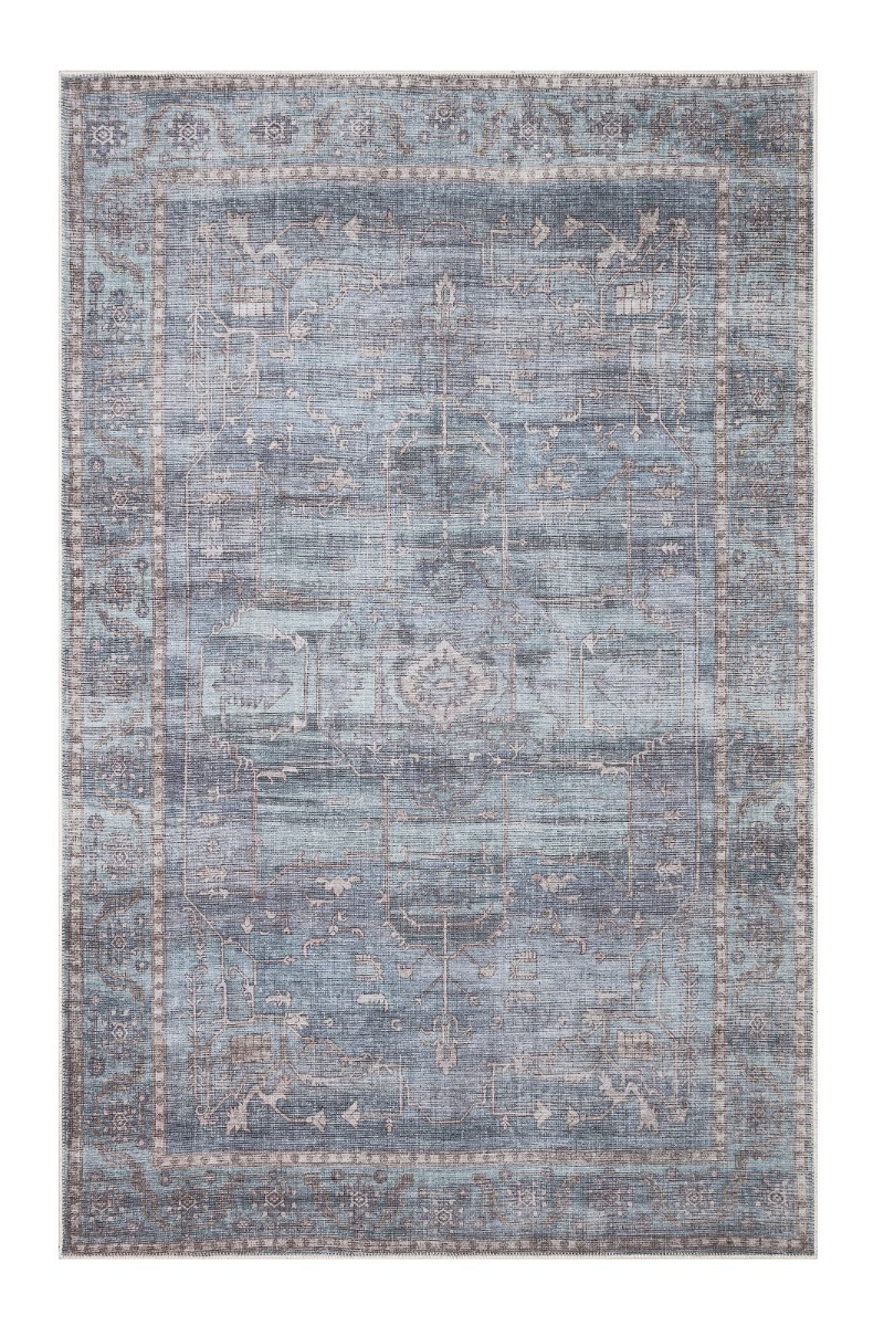 Verdun Aube Blå 240x340 cm Tvättbar Bomullsmatta