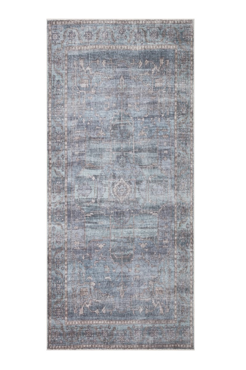 Verdun Aube Blå 80x200 cm Tvättbar Bomullsmatta