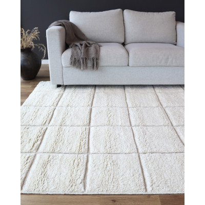 Safi vit - handvävd ullmatta