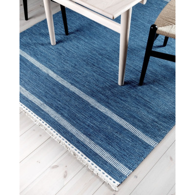 Grinda blå - handvävd ullmatta