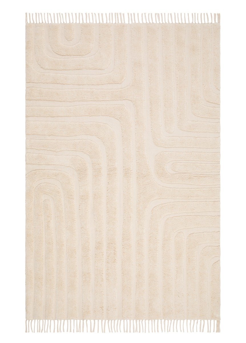 Juno Grid Kräm 160x230 cm Bomullsmatta