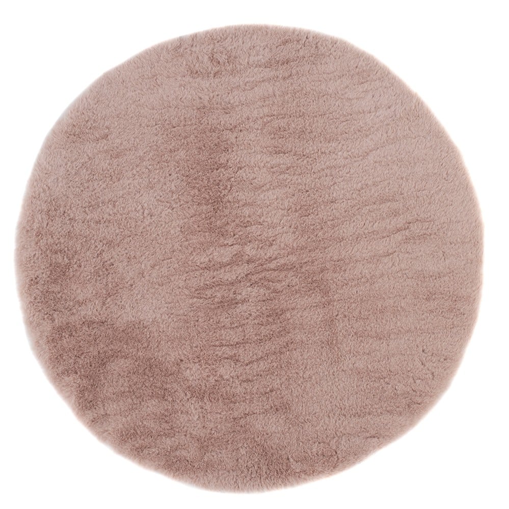 Eiderelle Rosa Rund 160 cm Mjuk Päls-look Matta