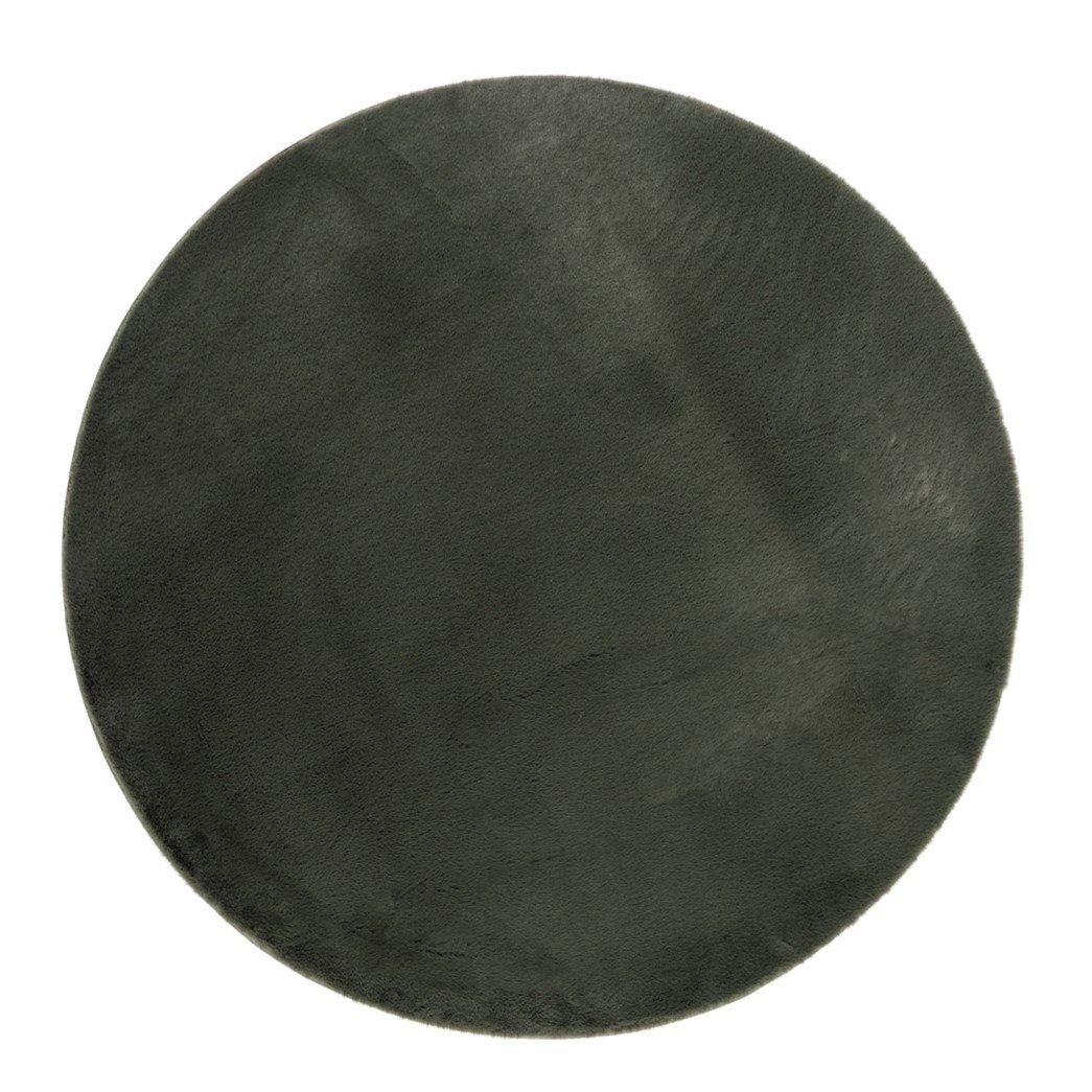 Eiderelle Grön Rund 80 cm Mjuk Päls-look Matta