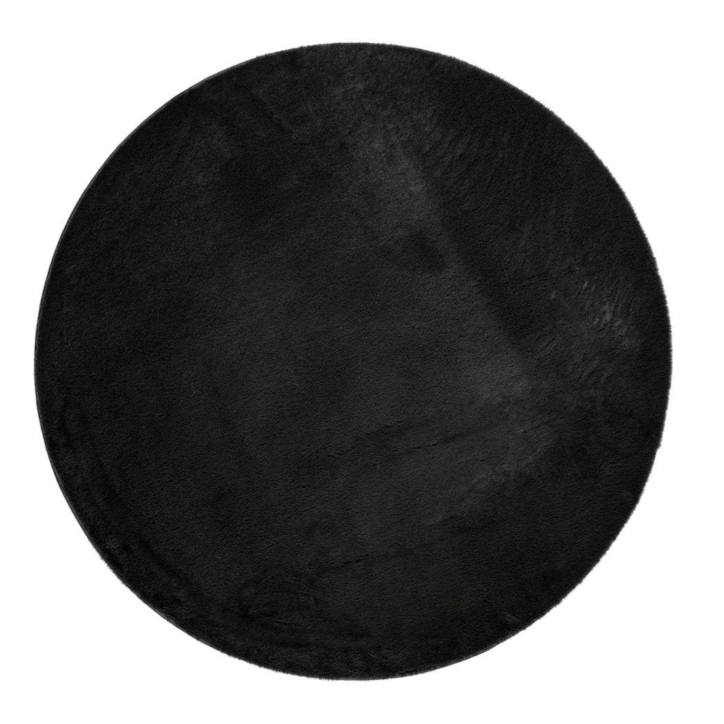 Eiderelle Svart Rund 200 cm Mjuk Päls-look Matta