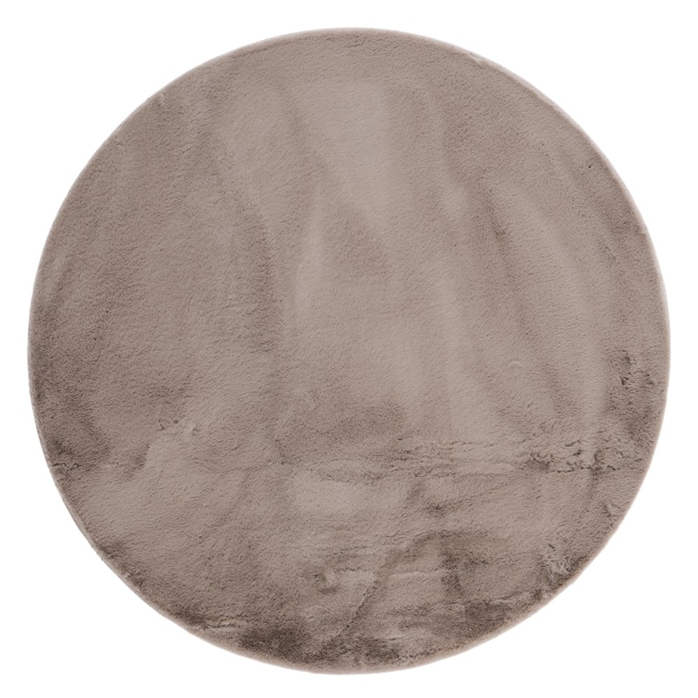 Eiderelle Taupe Rund 80 cm Mjuk Päls-look Matta