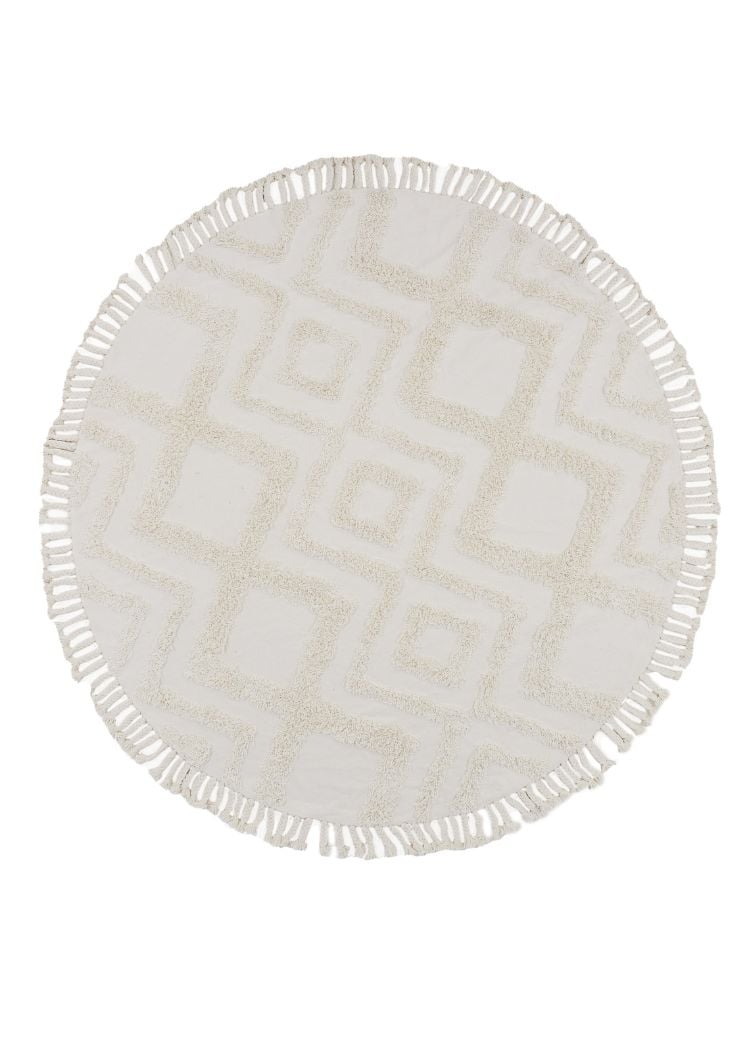 Rio Vit Rund 200 cm Bomullsmatta