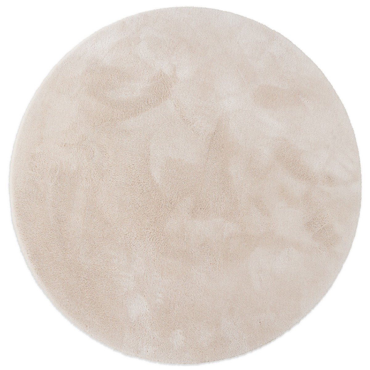 Fluffy Beige Rund 160 cm Tvättbar Mjuk Ryamatta