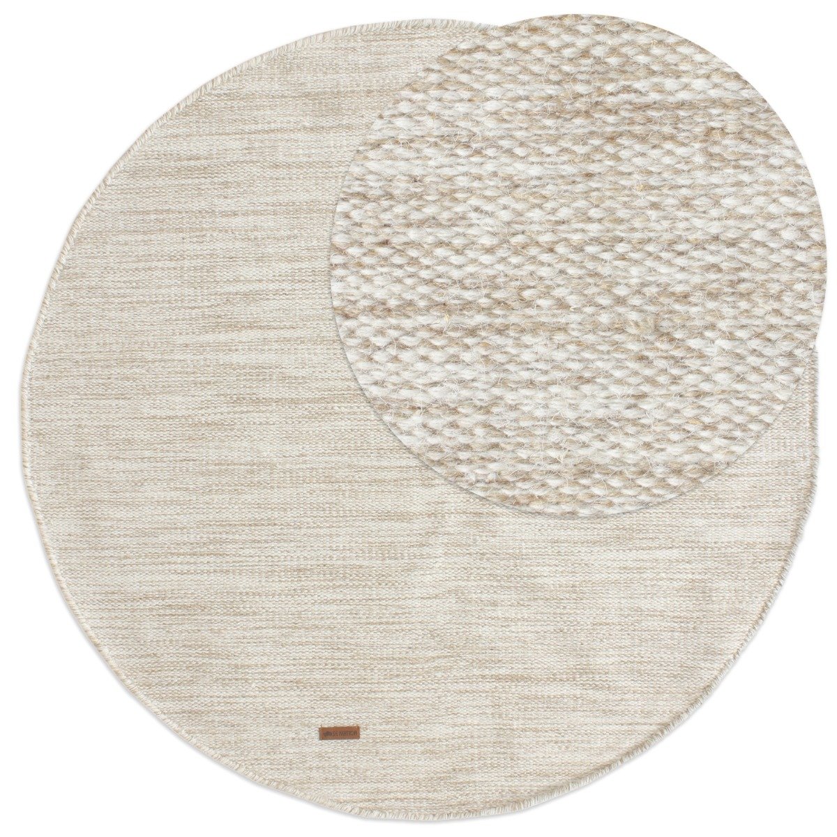 Lunda Beige Rund 120 cm Ullmatta